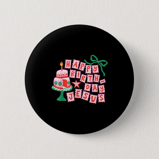 Happy Birthday Christian Jesus Christmas Preppy Bd Button (Front)