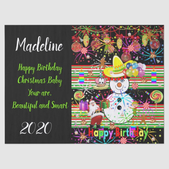 Happy Birthday Christmas Tissue Paper (Front)