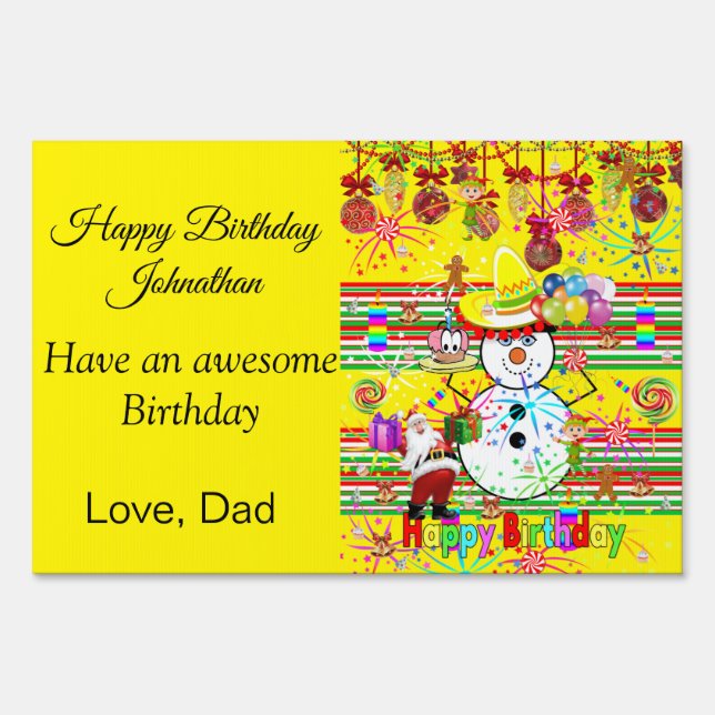 Happy Birthday Christmas Yard Sign (Front)