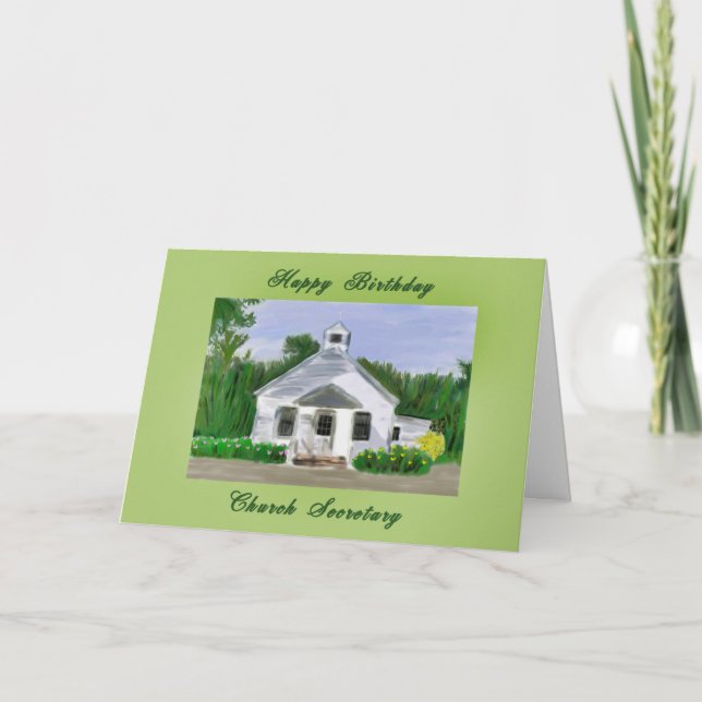 Happy Birthday Church Secretary Painted Church Card (Front)