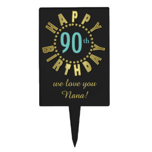 Happy Birthday Circle of Stars Gold ID527 Cake Topper