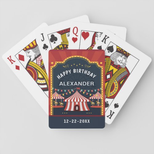 Happy Birthday Circus Child Kids Age Personalize  Playing Cards