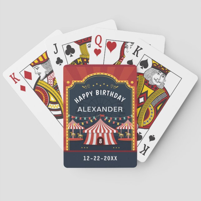 Happy Birthday Circus Child Kids Age Personalize  Poker Cards (Back)