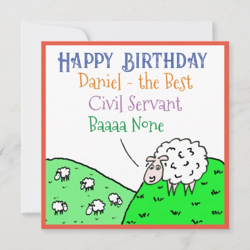 Happy Birthday Civil Servant Fun Sheep Design Card