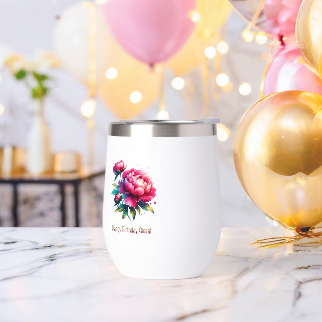 Happy Birthday Clara Thermal Wine Tumbler (Bachelor Party)