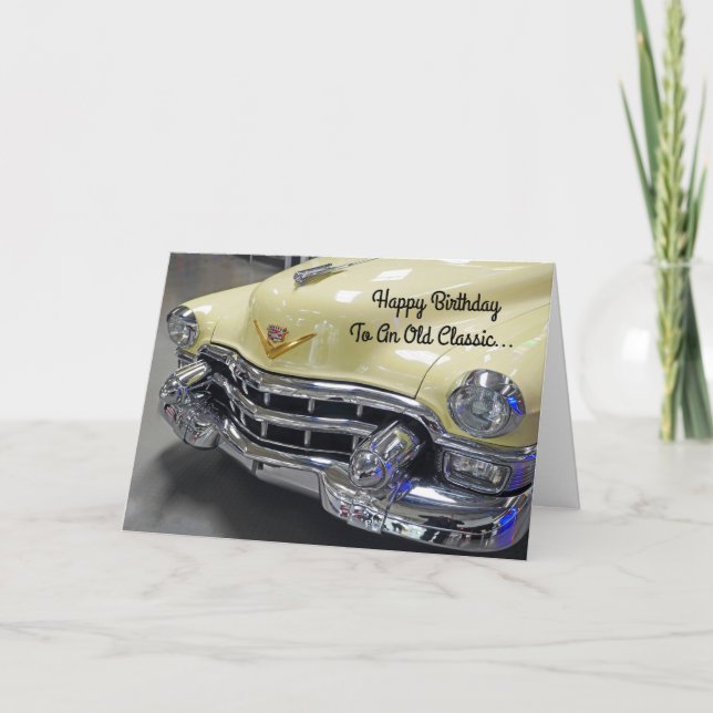 Happy Birthday Classic Car Buff Greeting Card (Front)