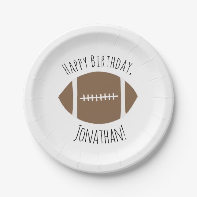 Happy Birthday Classic Football Paper Plates (Front)