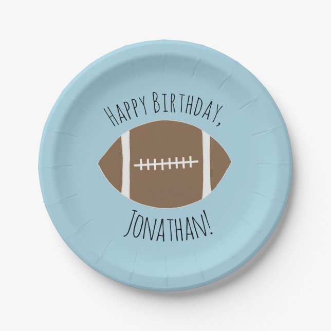 Happy Birthday Classic Football Paper Plates (Front)