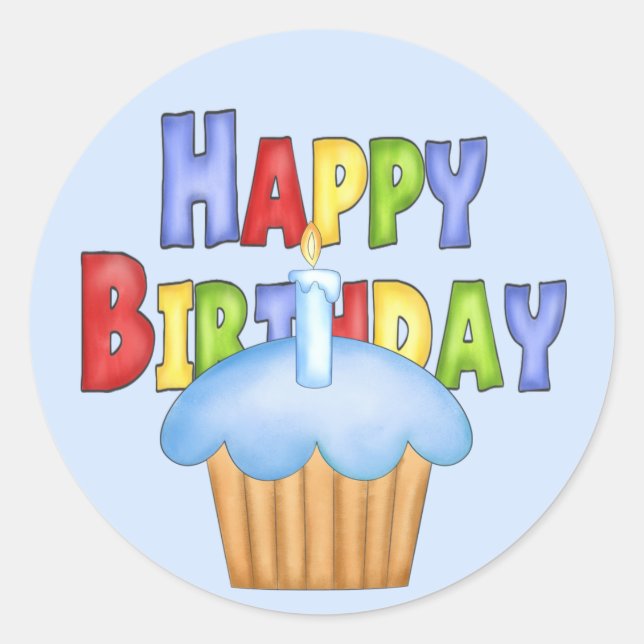 Happy Birthday Classic Round Sticker (Front)