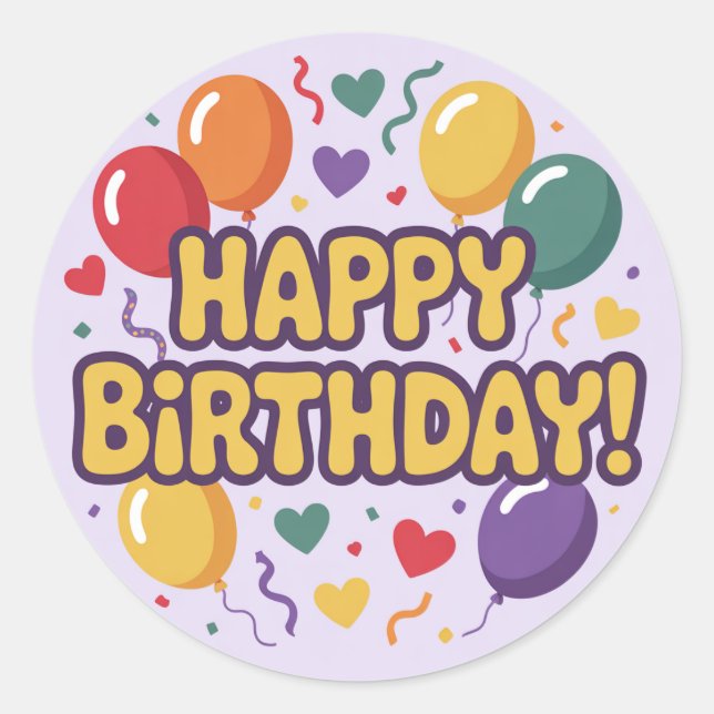 Happy Birthday Classic Round Sticker (Front)