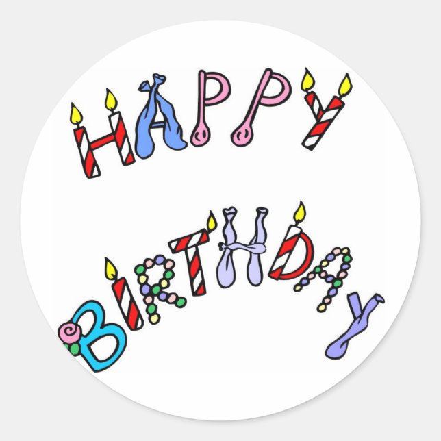 happy birthday! classic round sticker (Front)