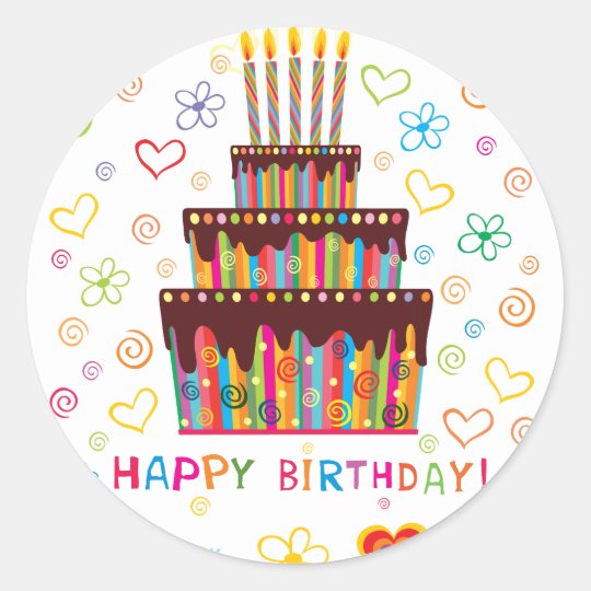 happy birthday classic round sticker zazzlecom