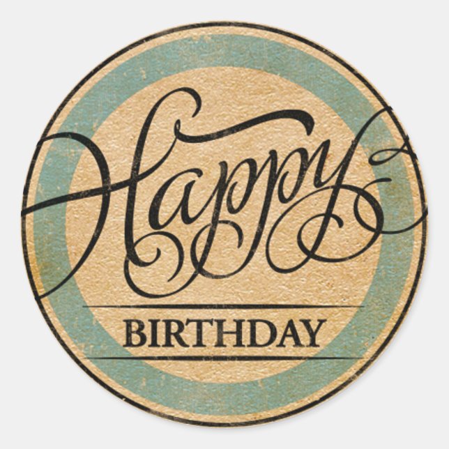 Happy Birthday Classic Round Sticker (Front)