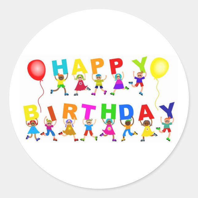 Happy Birthday Classic Round Sticker (Front)