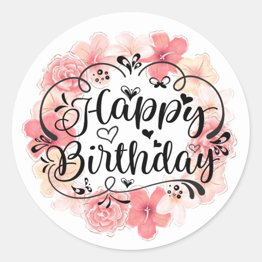 Happy Birthday Classic Round Sticker | Zazzle.com