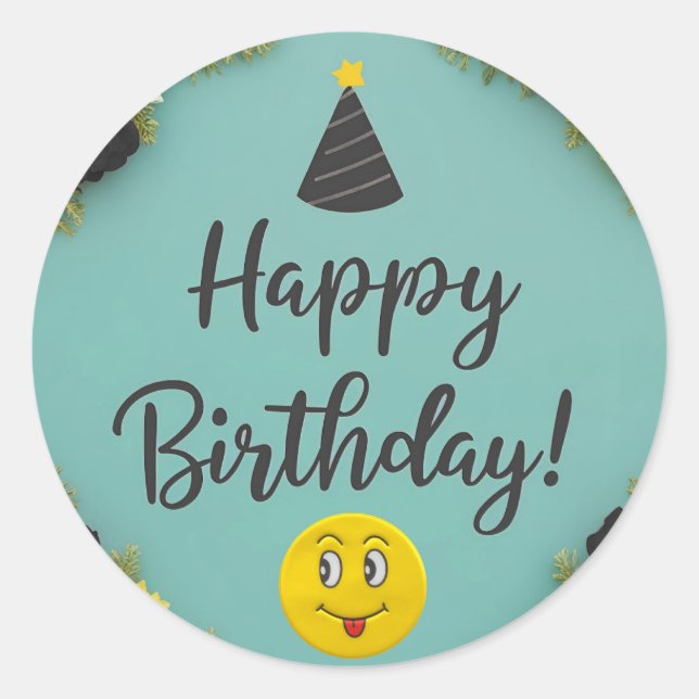 Happy Birthday Classic Round Sticker (Front)