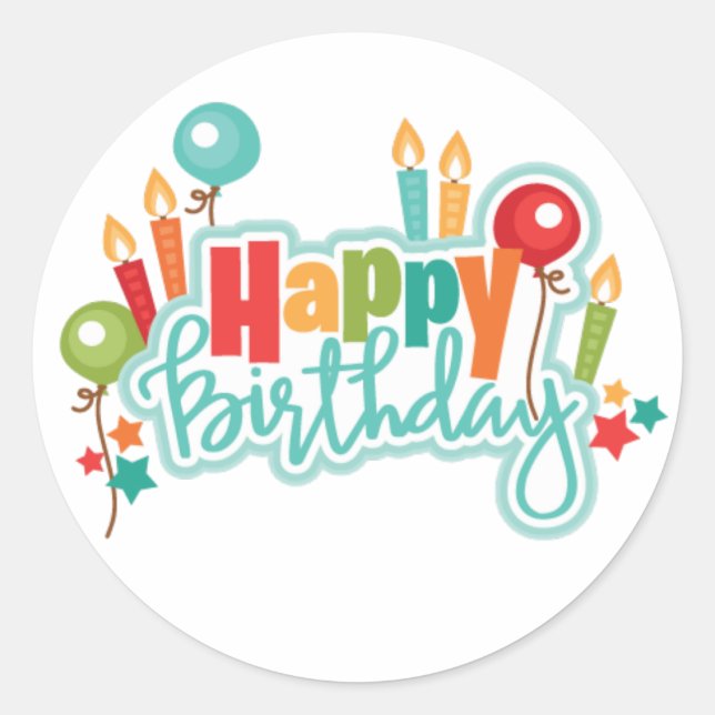 Happy Birthday Classic Round Sticker (Front)