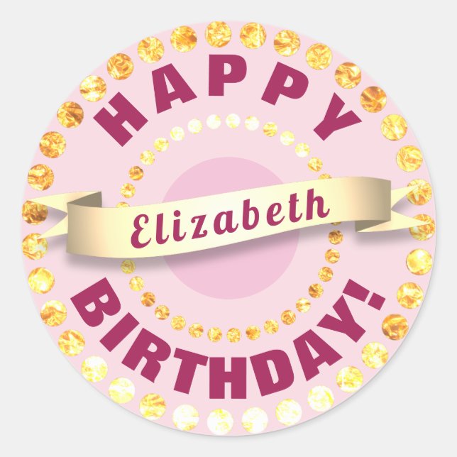 Happy Birthday Classic Round Sticker (Front)