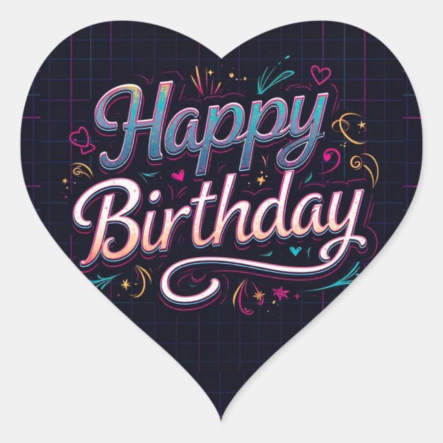 Happy Birthday Classic Round Stickers (Decorative Letters Happy Birthday Stickers!)