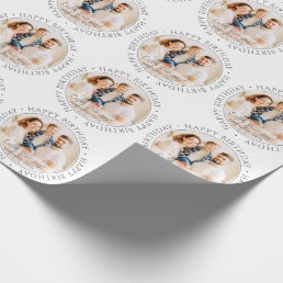 Happy Birthday | Classic Simple Custom Photo Wrapping Paper