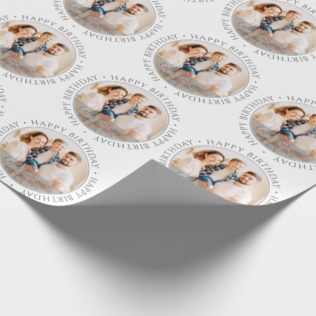 Happy Birthday | Classic Simple Custom Photo Wrapping Paper (Corner)