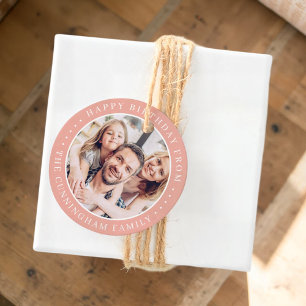 Happy Birthday Classic Simple Family Photo Favor Tags