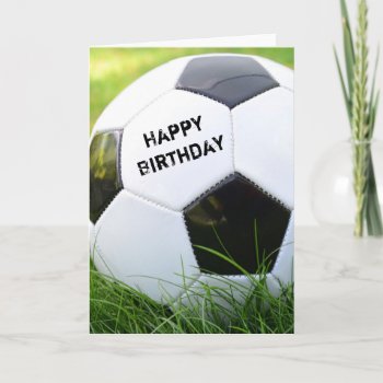 Happy Birthday Classic Soccer Ball Card by Meg_Stewart at Zazzle
