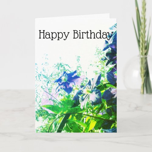 *~* Happy Birthday Clematis Blue Flower Customize Card