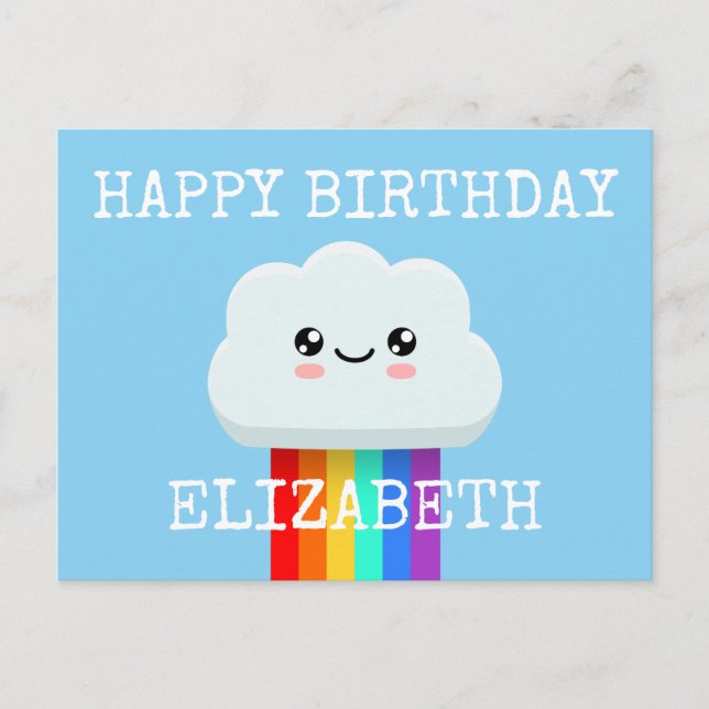 Happy birthday cloud postcard (Front)