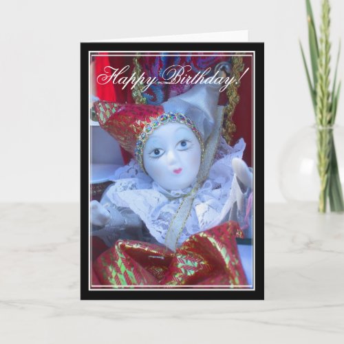 Happy Birthday Clown doll greeting card