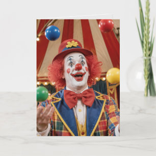 Happy Birthday Clown Juggling Colorful Balls Card