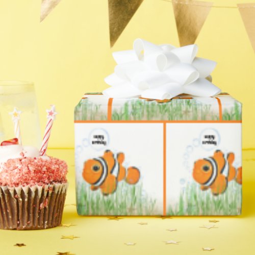 Happy Birthday Clownfish Wrapping Paper