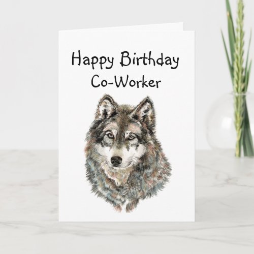 Happy Birthday Co_worker  Humor Wolf Wolves Card