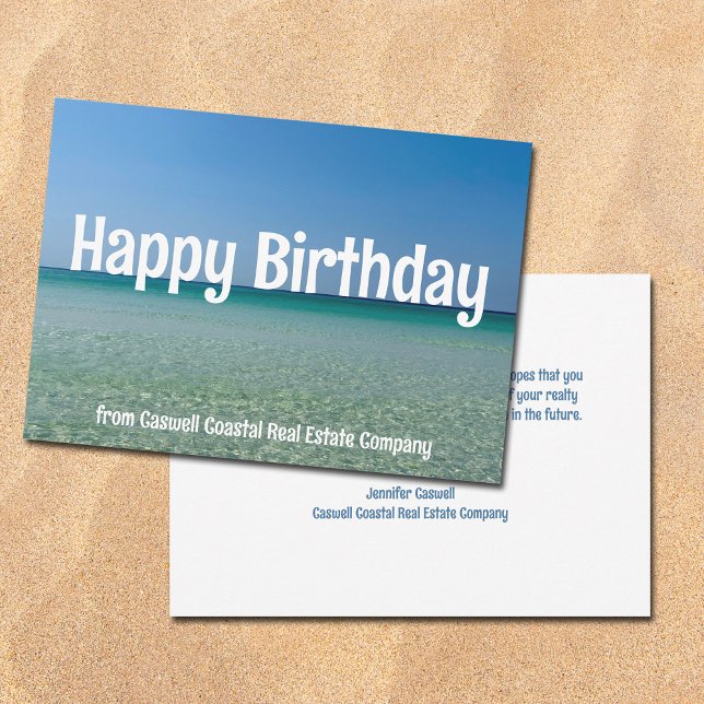Happy Birthday Coastal Company Personalized Flat Card (Creator Uploaded)
