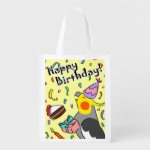 Happy Birthday Cockatiel Grocery Bag