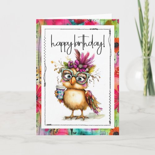Happy Birthday Coffee Loving Chicken Card