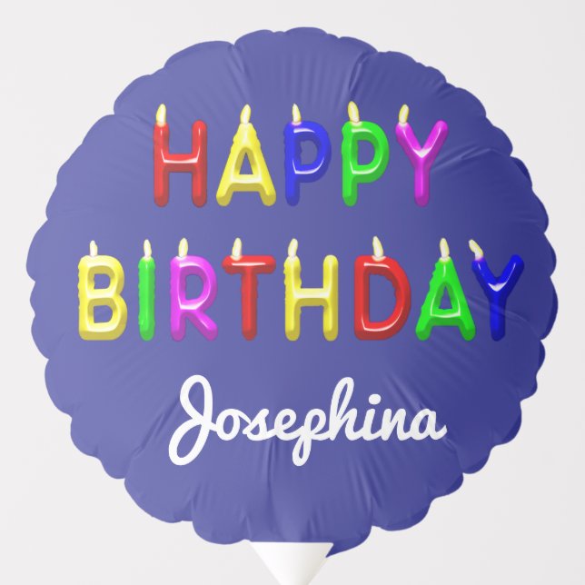 Happy Birthday Color Candles personalize BlueBG Balloon (Front)