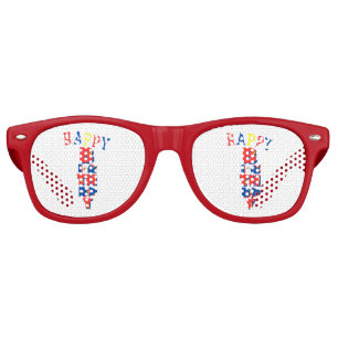 Happy Birthday Color Remix Party Retro Sunglasses