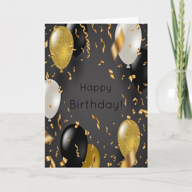 Happy Birthday - Colored Balloons - Customize Card (Front)