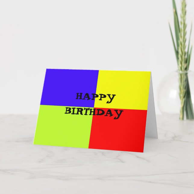 Happy Birthday Colored Block Art Card (Front)