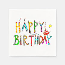 happy birthday colorful acrylic birthday logo