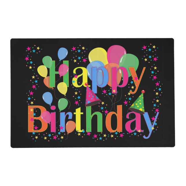 Happy Birthday, Colorful and Decorative, Placemat (Front)