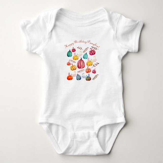 Happy Birthday Colorful Art Pumpkins T-shirt Baby Bodysuit (Front)