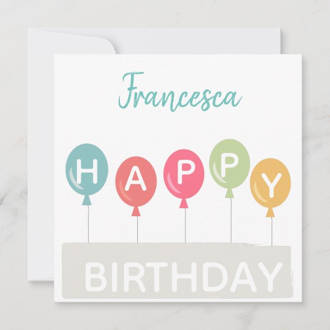 Happy Birthday colorful ballons custom name Invitation (Front)