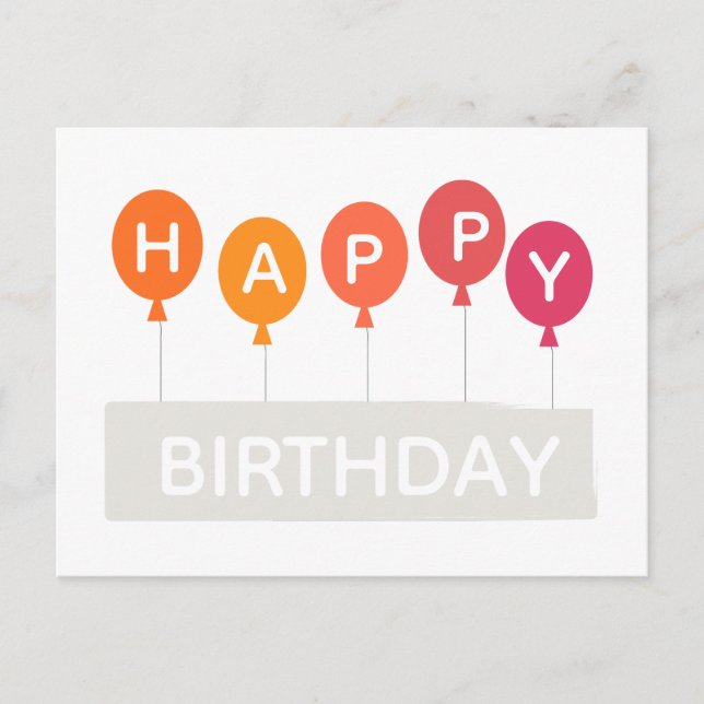 Happy Birthday colorful ballons Postcard (Front)