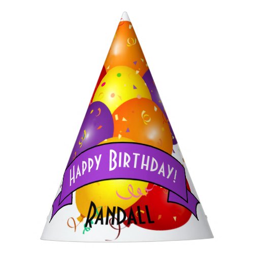 Happy Birthday Colorful Balloon Bundle Template Party Hat