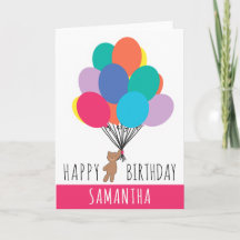 Happy Birthday Colorful Balloon Teddy Bear Name