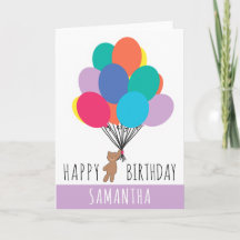 Happy Birthday Colorful Balloon Teddy Bear Name