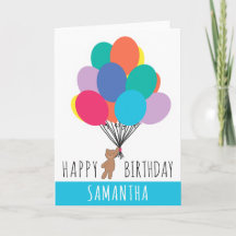 Happy Birthday Colorful Balloon Teddy Bear Name