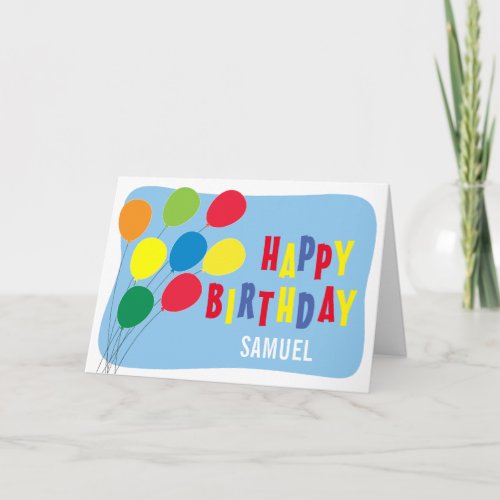 Happy Birthday Colorful Balloons Boys Birthday Card